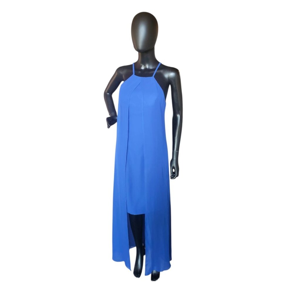 Royal Blue Chiffon Halter Hi/Lo - Da Vinci